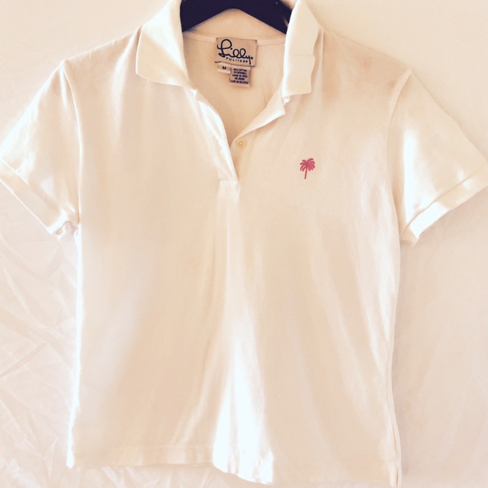 Lilly Pulitzer White Pique Short Sleeve Polo
